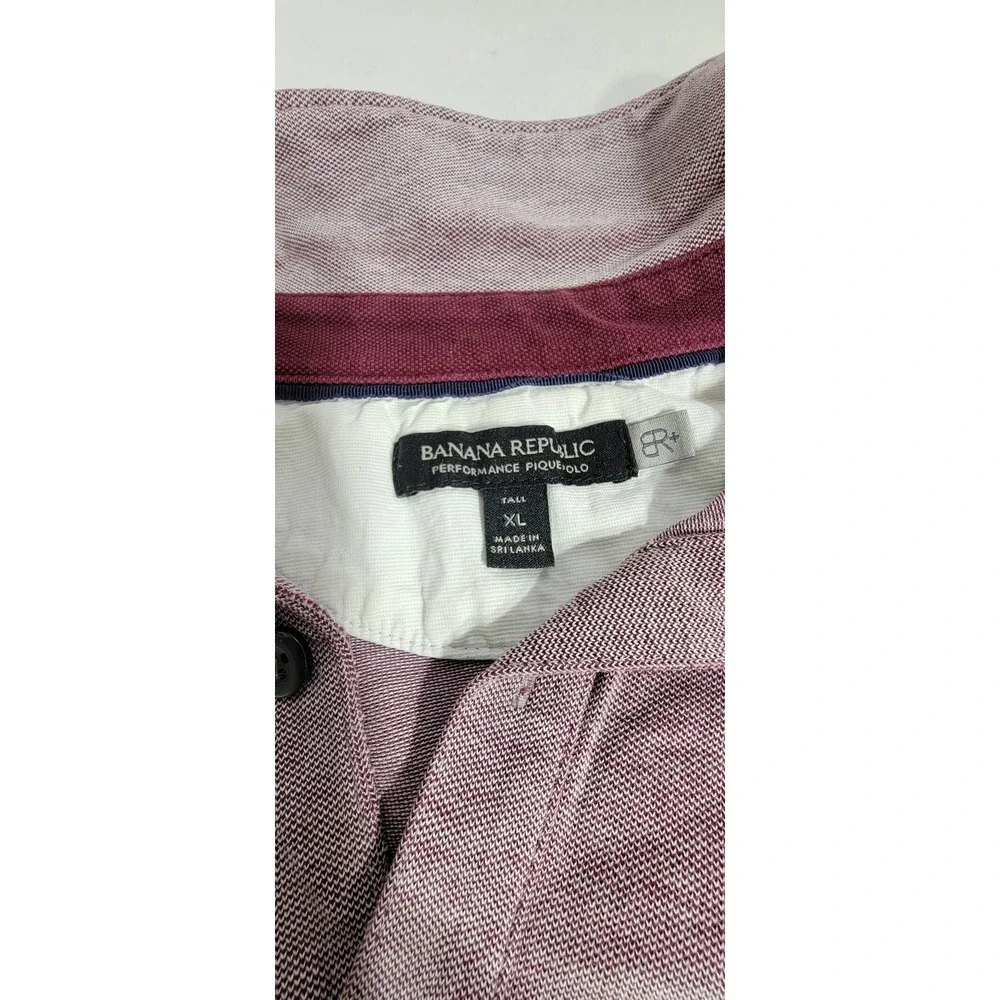 Banana Republic Performance Pique Polo Shirt Mens XL Tall Purple Heather Stretch